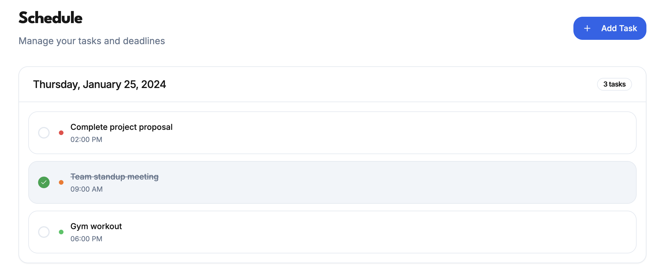 Drvyn Schedule Interface